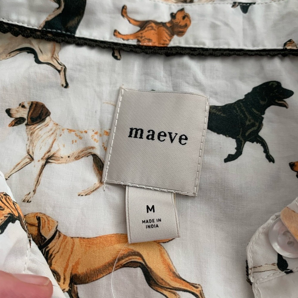 Anthropologie, Maeve Dog Print Blouse, M - Picture 6 of 7